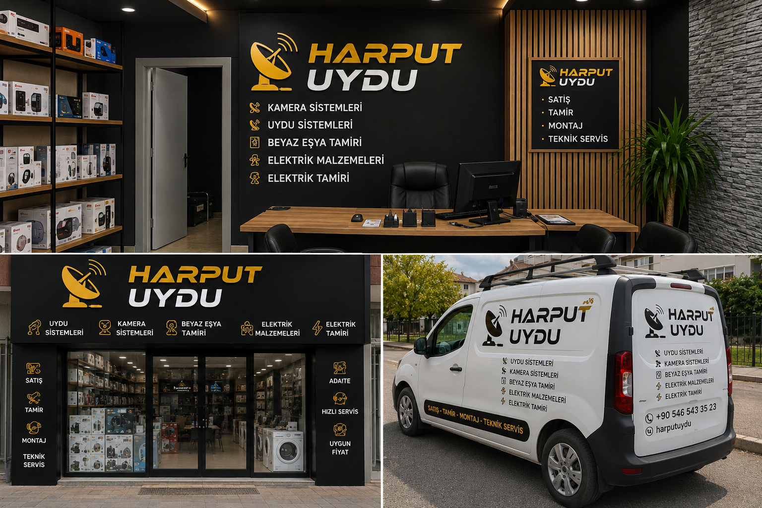 Harput Uydu Mağazası İç Görünüm ve Hizmetler Tabelası